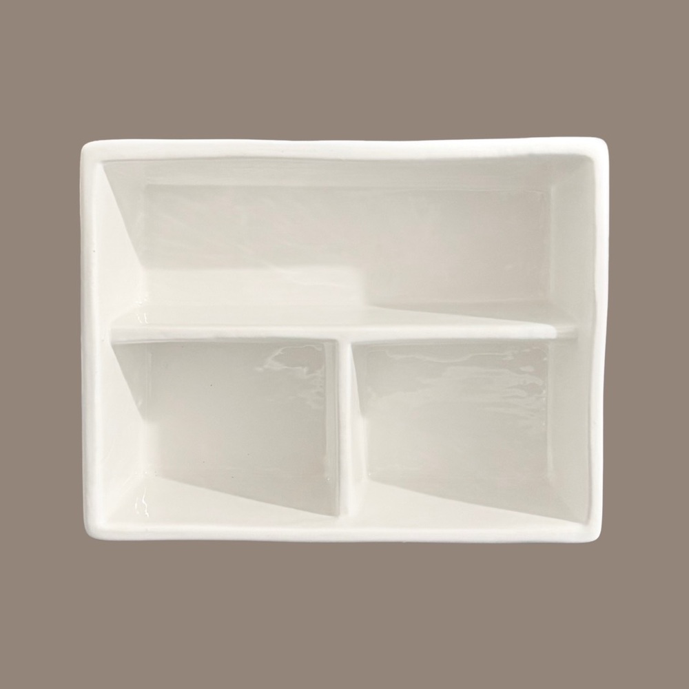 Rae Dunn Jewelry Ceramic Trinket Box with Lid Divided Organizer White - Picture 8 of 9
